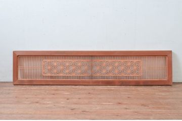 アンティーク建具　片面ガラス　凝ったデザインが魅力的な組子入り欄間1枚(明かり取り、明り取り)(R-080994)