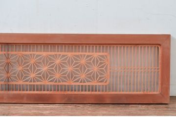アンティーク建具　片面ガラス　凝ったデザインが魅力的な組子入り欄間1枚(明かり取り、明り取り)(R-080994)