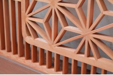 アンティーク建具　片面ガラス　凝ったデザインが魅力的な組子入り欄間1枚(明かり取り、明り取り)(R-080994)