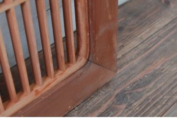 アンティーク建具　片面ガラス　凝ったデザインが魅力的な組子入り欄間1枚(明かり取り、明り取り)(R-080994)