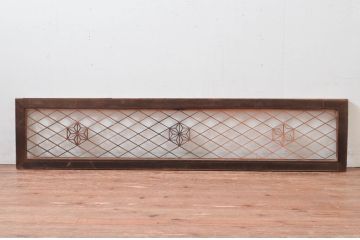 アンティーク建具　片面ガラス　和モダンな空間を演出する組子欄間1枚(明り取り、明かり取り)(R-080995)