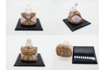 原孝洲　十二支　人形　丑　寅　卯　辰　巳　午　未　申　酉　戌　亥　縁起の良い可愛らしい木目込干支11点セット(動物、木彫り、置物、絹縮緬、台付き、外箱付き、木箱付き)(R-080996)