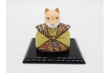原孝洲　十二支　人形　丑　寅　卯　辰　巳　午　未　申　酉　戌　亥　縁起の良い可愛らしい木目込干支11点セット(動物、木彫り、置物、絹縮緬、台付き、外箱付き、木箱付き)(R-080996)
