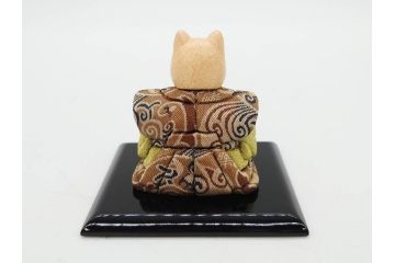 原孝洲　十二支　人形　丑　寅　卯　辰　巳　午　未　申　酉　戌　亥　縁起の良い可愛らしい木目込干支11点セット(動物、木彫り、置物、絹縮緬、台付き、外箱付き、木箱付き)(R-080996)