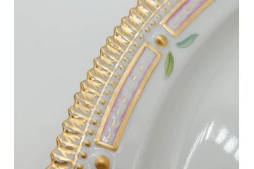 デンマーク　ROYAL COPENHAGEN(ロイヤルコペンハーゲン)　フローラダニカ　ピンクの花のデザインが可愛らしいオーバルプレート(金彩、フラワー、ディッシュ、中皿、洋食器、北欧)(R-080997)　