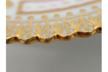 デンマーク　ROYAL COPENHAGEN(ロイヤルコペンハーゲン)　フローラダニカ　ピンクの花のデザインが可愛らしいオーバルプレート(金彩、フラワー、ディッシュ、中皿、洋食器、北欧)(R-080997)　