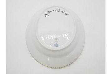 デンマーク　ROYAL COPENHAGEN(ロイヤルコペンハーゲン)　フローラダニカ　ピンクの花のデザインが可愛らしいオーバルプレート(金彩、フラワー、ディッシュ、中皿、洋食器、北欧)(R-080997)　