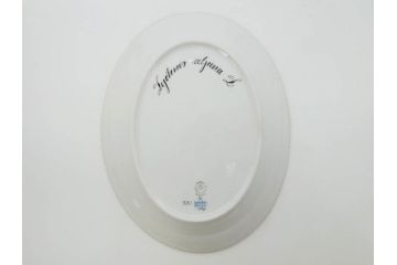 デンマーク　ROYAL COPENHAGEN(ロイヤルコペンハーゲン)　フローラダニカ　ピンクの花のデザインが可愛らしいオーバルプレート(金彩、フラワー、ディッシュ、中皿、洋食器、北欧)(R-080997)　