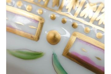 デンマーク　ROYAL COPENHAGEN(ロイヤルコペンハーゲン)　フローラダニカ　ピンクの花のデザインが可愛らしいオーバルプレート(金彩、フラワー、ディッシュ、中皿、洋食器、北欧)(R-080997)　