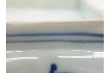 江戸期　成化年製　古伊万里　染付　微塵唐草　松竹梅文　約20cm　6.6寸　お料理を引き立ててくれる長皿2枚セット(角皿、和食器、和皿、六寸六分)(R-080999)