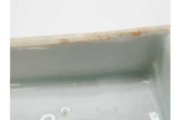 江戸期　成化年製　古伊万里　染付　微塵唐草　松竹梅文　約20cm　6.6寸　匠の美技が光る長皿2枚セット(角皿、和食器、和皿、六寸六分)(R-081000)