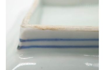 江戸期　成化年製　古伊万里　染付　微塵唐草　松竹梅文　約20cm　6.6寸　落ち着いた佇まいの長皿2枚セット(角皿、和食器、和皿、六寸六分)(R-081001)