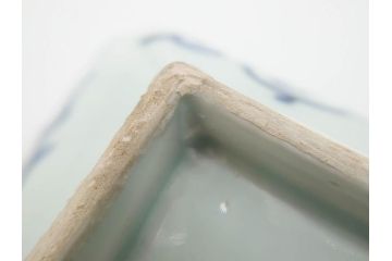 江戸期　成化年製　古伊万里　染付　微塵唐草　松竹梅文　約21cm　6.7寸　和の雰囲気漂う長皿2枚セット(角皿、和食器、和皿、六寸七分)(R-081002)