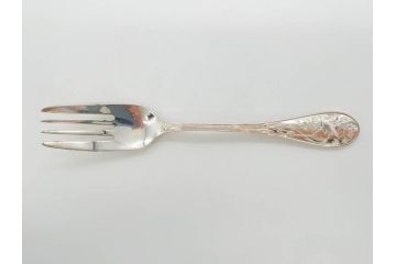 アメリカ　TIFFANY&CO.(ティファニー)　STERLINGSILVER(スターリングシルバー) Jardin　総重量 約338g　細かな花や鳥のデザインが上品なデザートフォーク6本セット(DESSERT FORKS、銀製品、洋食器、カトラリー、ジャルダン、収納袋付き、共箱付き)(R-081003)