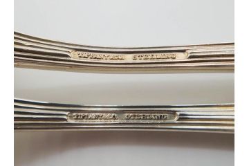 アメリカ　TIFFANY&CO.(ティファニー)　STERLINGSILVER(スターリングシルバー) Jardin　総重量 約338g　細かな花や鳥のデザインが上品なデザートフォーク6本セット(DESSERT FORKS、銀製品、洋食器、カトラリー、ジャルダン、収納袋付き、共箱付き)(R-081003)