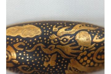 陶器製　九谷焼　色々な組み合わせが楽しめる帯留6点セット(金彩、タマムシ?、南天、龍、鶴、ツル、花、在銘作家物、仙、小乕?、帯留め、着物道具、和装小物、アクセサリー)(R-081006)