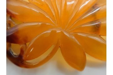 アンティーク　時代物　べっ甲(鼈甲)　美しい艶が魅力の帯留4点セット(魚、鯉、花、帯留め、着物道具、和装小物、アクセサリー、共箱付き)(R-081007)