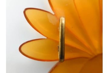 アンティーク　時代物　べっ甲(鼈甲)　美しい艶が魅力の帯留4点セット(魚、鯉、花、帯留め、着物道具、和装小物、アクセサリー、共箱付き)(R-081007)