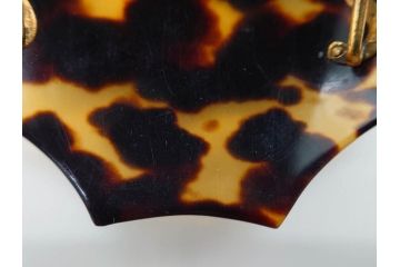 アンティーク　時代物　べっ甲(鼈甲)　美しい艶が魅力の帯留4点セット(魚、鯉、花、帯留め、着物道具、和装小物、アクセサリー、共箱付き)(R-081007)