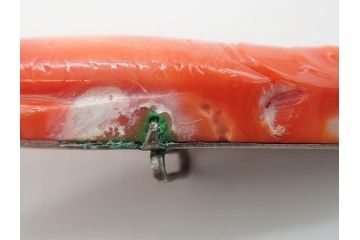 アンティーク　時代物　珊瑚　ピンク　桃色　螺鈿細工　SPM刻印　和の装いを引きたてる帯留6点セット(サンゴ、鯉、魚、竹梅?、帯留め、着物道具、和装小物、アクセサリー)(R-081008)