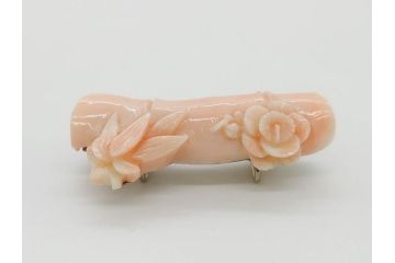 アンティーク　時代物　珊瑚　ピンク　桃色　螺鈿細工　SPM刻印　和の装いを引きたてる帯留6点セット(サンゴ、鯉、魚、竹梅?、帯留め、着物道具、和装小物、アクセサリー)(R-081008)