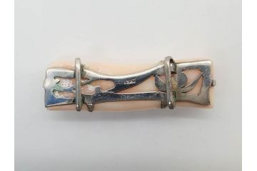 アンティーク　時代物　珊瑚　ピンク　桃色　螺鈿細工　SPM刻印　和の装いを引きたてる帯留6点セット(サンゴ、鯉、魚、竹梅?、帯留め、着物道具、和装小物、アクセサリー)(R-081008)