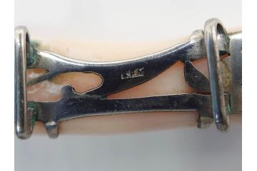 アンティーク　時代物　珊瑚　ピンク　桃色　螺鈿細工　SPM刻印　和の装いを引きたてる帯留6点セット(サンゴ、鯉、魚、竹梅?、帯留め、着物道具、和装小物、アクセサリー)(R-081008)