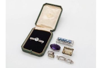 クオーツ　アメジスト　SILVER(シルバー)　キラリと輝く帯留6点セット(銀、帯留め、着物道具、和装小物、アクセサリー、紫水晶、石英)(R-081009)