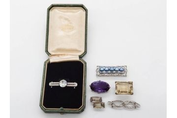 クオーツ　アメジスト　SILVER(シルバー)　キラリと輝く帯留6点セット(銀、帯留め、着物道具、和装小物、アクセサリー、紫水晶、石英)(R-081009)