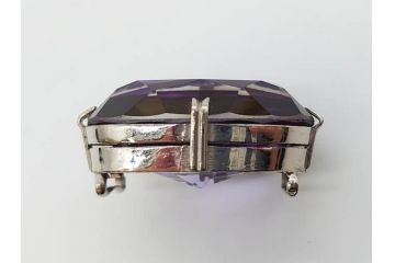 クオーツ　アメジスト　SILVER(シルバー)　キラリと輝く帯留6点セット(銀、帯留め、着物道具、和装小物、アクセサリー、紫水晶、石英)(R-081009)