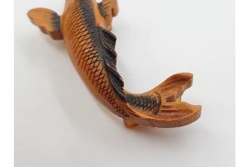 木製　本つげ細工　細かな彫りが見事な帯留6点セット(在銘作家物、介山、鯉、魚、翁面、帆船、花、月?、着物道具、和装小物、アクセサリー、帯締め、帯留め)(R-081010)