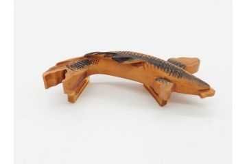 木製　本つげ細工　細かな彫りが見事な帯留6点セット(在銘作家物、介山、鯉、魚、翁面、帆船、花、月?、着物道具、和装小物、アクセサリー、帯締め、帯留め)(R-081010)