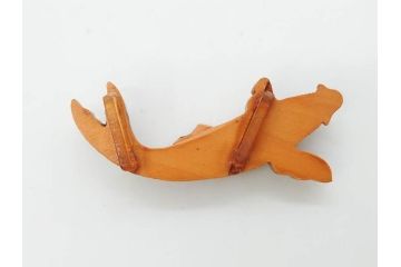 木製　本つげ細工　細かな彫りが見事な帯留6点セット(在銘作家物、介山、鯉、魚、翁面、帆船、花、月?、着物道具、和装小物、アクセサリー、帯締め、帯留め)(R-081010)