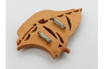 木製　本つげ細工　細かな彫りが見事な帯留6点セット(在銘作家物、介山、鯉、魚、翁面、帆船、花、月?、着物道具、和装小物、アクセサリー、帯締め、帯留め)(R-081010)