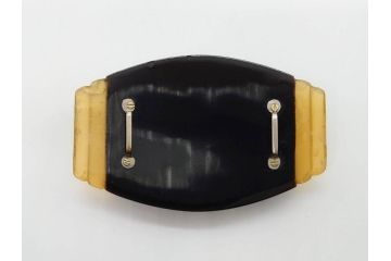 アンティーク　時代物　螺鈿細工　べっ甲(鼈甲)　オパール　上品な雰囲気の帯留2点セット(蝶、花、菊、扇、帯締め、帯留め、着物道具、和装小物、アクセサリー)(R-081011)