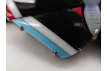 アンティーク　時代物　螺鈿細工　べっ甲(鼈甲)　オパール　上品な雰囲気の帯留2点セット(蝶、花、菊、扇、帯締め、帯留め、着物道具、和装小物、アクセサリー)(R-081011)