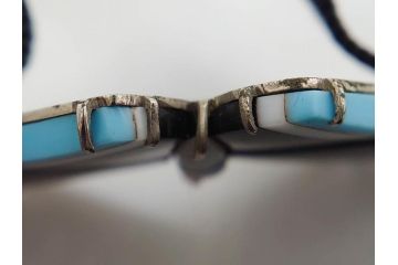 アンティーク　時代物　螺鈿細工　べっ甲(鼈甲)　オパール　上品な雰囲気の帯留2点セット(蝶、花、菊、扇、帯締め、帯留め、着物道具、和装小物、アクセサリー)(R-081011)