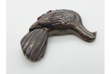 アンティーク　時代物　金工　彫金　気品を感じる帯留7点セット(在銘作家物、弘光、ハト、鳩、ツル、鶴、花、波に千鳥、観世水、帯留め、着物道具、和装小物、アクセサリー、ケース付き)(R-081012)