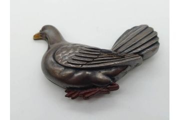 アンティーク　時代物　金工　彫金　気品を感じる帯留7点セット(在銘作家物、弘光、ハト、鳩、ツル、鶴、花、波に千鳥、観世水、帯留め、着物道具、和装小物、アクセサリー、ケース付き)(R-081012)