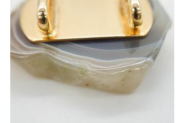 縞瑪瑙(シマメノウ)　タイガーアイ?　アンモナイト　独特な雰囲気に惹き込まれる帯留8点セット(鉱物、化石、帯留め、着物道具、和装小物、アクセサリー、ケース付き)(R-081013)