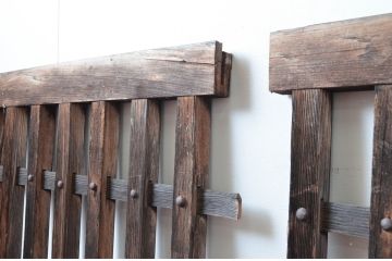 アンティーク建具　時代を経た趣が感じられる荒格子窓1組、4枚セット(格子戸、引き戸)(R-081016)