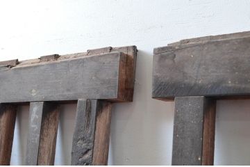 アンティーク建具　時代を経た趣が感じられる荒格子窓1組、4枚セット(格子戸、引き戸)(R-081016)