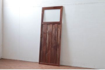 アンティーク建具　凝ったデザインが空間のアクセントになる扉1枚(ドア、木製扉、ガラス扉)(R-081018)