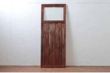 アンティーク建具　凝ったデザインが空間のアクセントになる扉1枚(ドア、木製扉、ガラス扉)(R-081018)