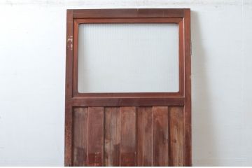 アンティーク建具　凝ったデザインが空間のアクセントになる扉1枚(ドア、木製扉、ガラス扉)(R-081018)