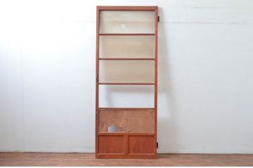 アンティーク建具　木の温かみある風合いが魅力的なドア1枚(扉、ガラス扉、木製扉)(R-081024)