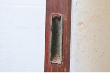 アンティーク建具　ノスタルジックな雰囲気あふれる幅狭ガラス戸2枚セット(引き戸、建具)(R-081025)