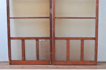 アンティーク建具　ノスタルジックな雰囲気あふれる幅狭ガラス戸2枚セット(引き戸、建具)(R-081025)