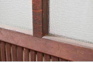 アンティーク建具　風情のある佇まいが魅力的な裏障子付きの格子戸2枚セット(引き戸、障子戸、ガラス戸)(R-081026)