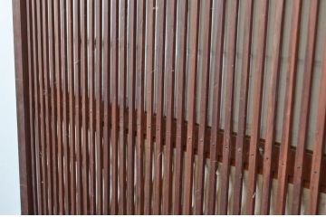 アンティーク建具　腰板欅(ケヤキ)材　裏障子付きの幅狭格子戸2枚セット(引き戸、障子戸、ガラス戸)(R-081027)
